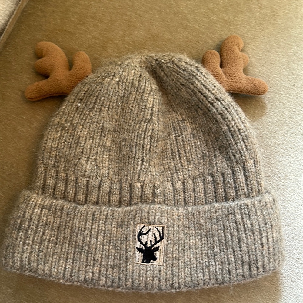 Knit Hat- Fleece Lined- Antlers 🦌